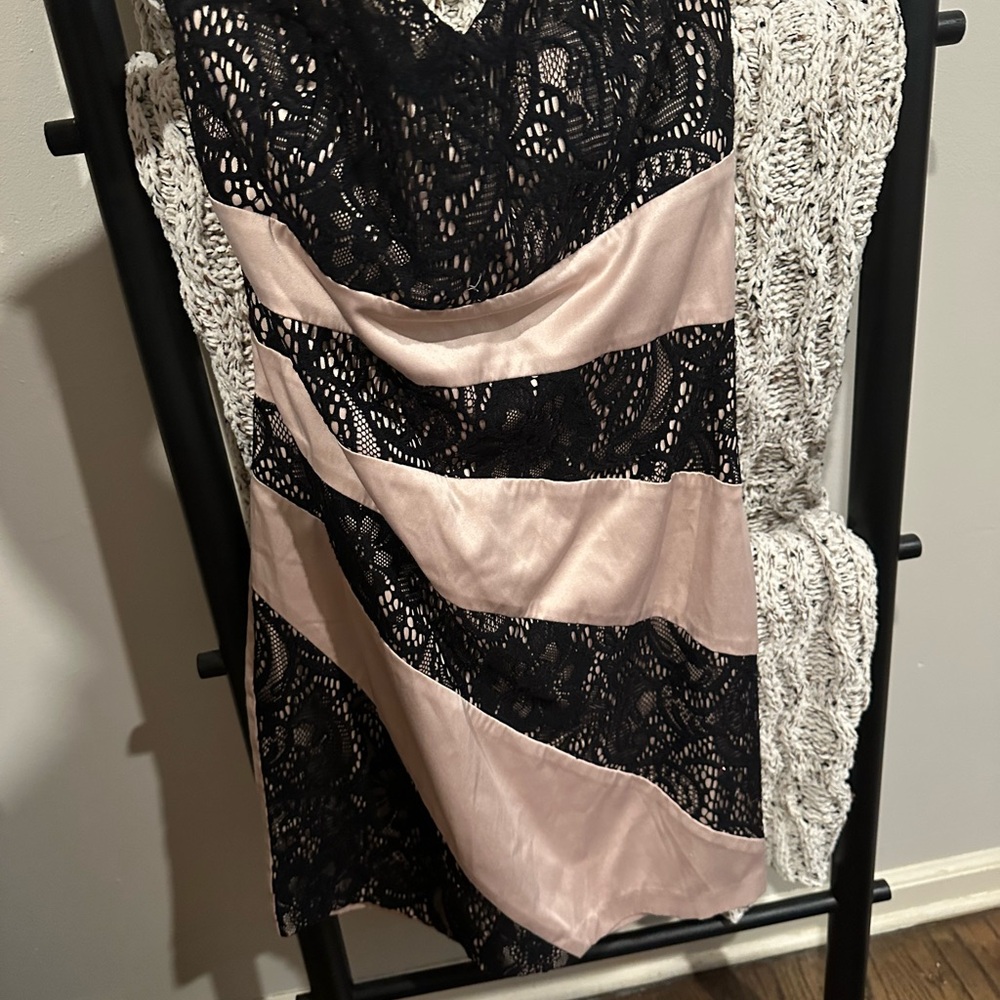Black and Pink Lace Dress